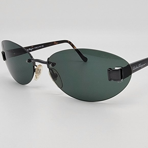 Salvatore Ferragamo 1014 512/71 Tortoise Frame Green Lens Rimless Sunglasses main image 5